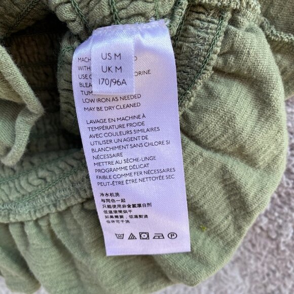 Free People We The Free Green Olive Babe Smocked Tube Top Ruffle Sz Medium - Picture 7 of 9